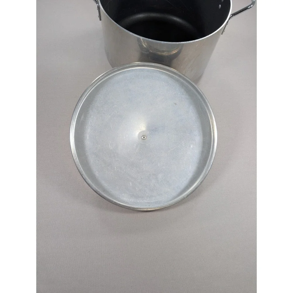 Wear-Ever Aluminum Stock Pot 12 Qt Vintage USA Nonstick Chrome Handle Lid